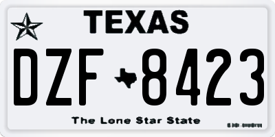 TX license plate DZF8423