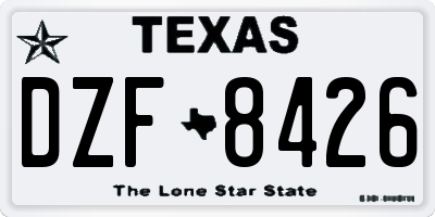 TX license plate DZF8426