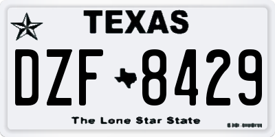 TX license plate DZF8429