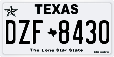 TX license plate DZF8430
