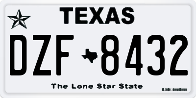 TX license plate DZF8432