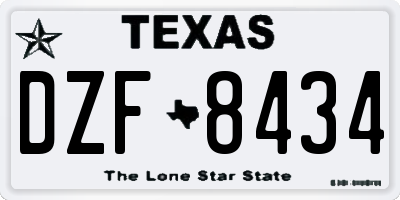 TX license plate DZF8434