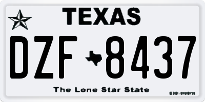 TX license plate DZF8437