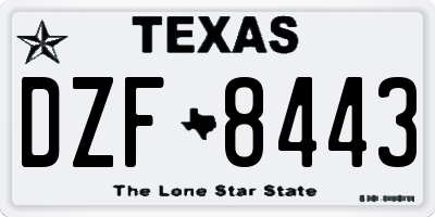 TX license plate DZF8443