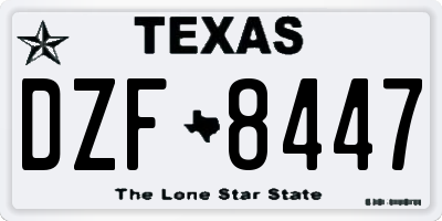 TX license plate DZF8447