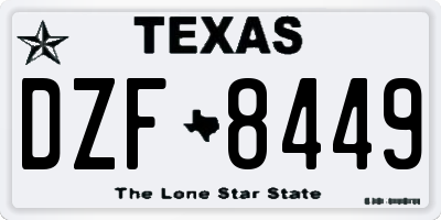 TX license plate DZF8449