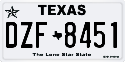 TX license plate DZF8451