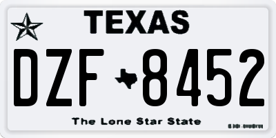 TX license plate DZF8452