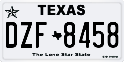 TX license plate DZF8458
