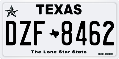 TX license plate DZF8462