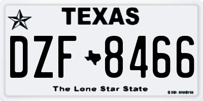 TX license plate DZF8466