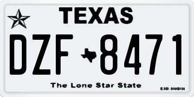 TX license plate DZF8471