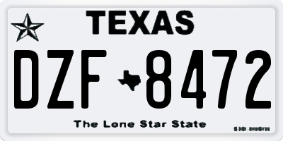 TX license plate DZF8472