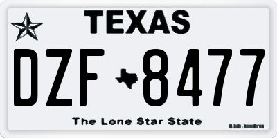 TX license plate DZF8477
