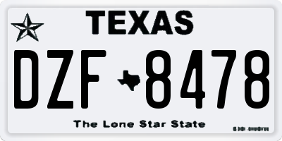 TX license plate DZF8478