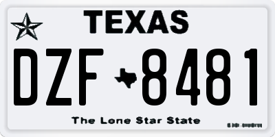 TX license plate DZF8481