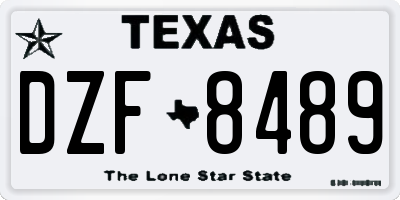 TX license plate DZF8489