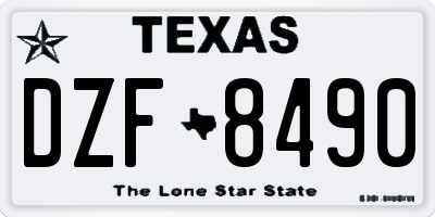 TX license plate DZF8490