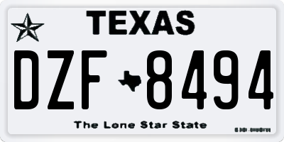 TX license plate DZF8494