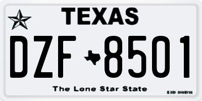 TX license plate DZF8501