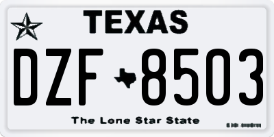 TX license plate DZF8503