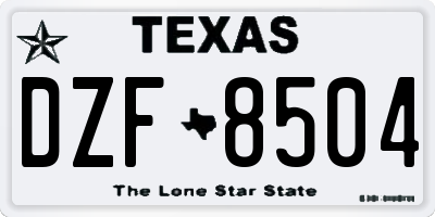 TX license plate DZF8504
