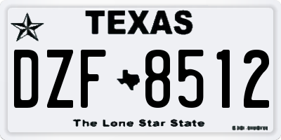 TX license plate DZF8512