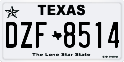 TX license plate DZF8514