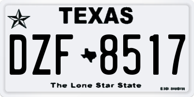 TX license plate DZF8517