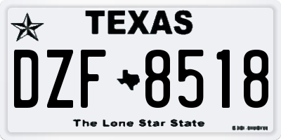 TX license plate DZF8518