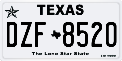 TX license plate DZF8520