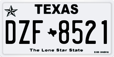 TX license plate DZF8521