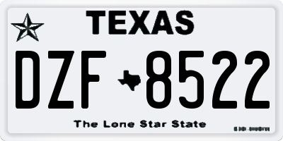 TX license plate DZF8522