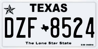 TX license plate DZF8524