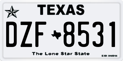 TX license plate DZF8531