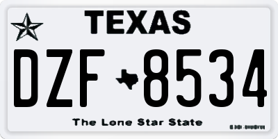 TX license plate DZF8534