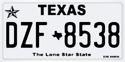 TX license plate DZF8538