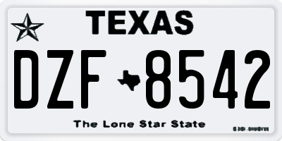 TX license plate DZF8542