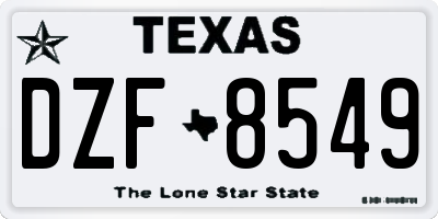TX license plate DZF8549