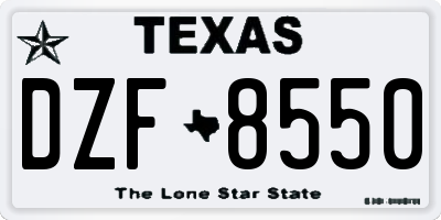 TX license plate DZF8550