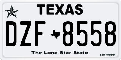 TX license plate DZF8558