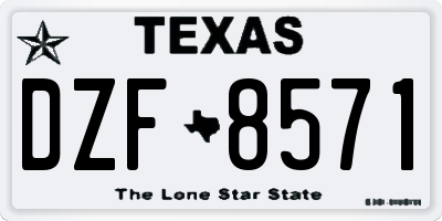 TX license plate DZF8571