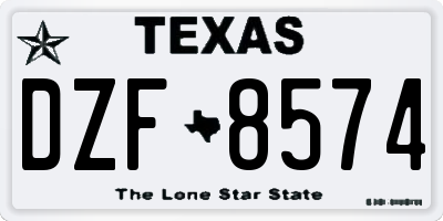 TX license plate DZF8574