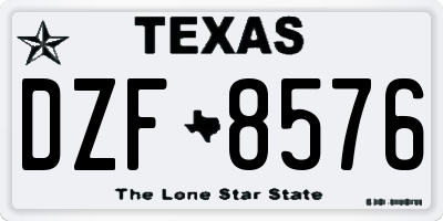 TX license plate DZF8576