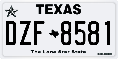 TX license plate DZF8581