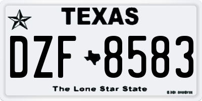 TX license plate DZF8583