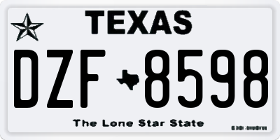 TX license plate DZF8598