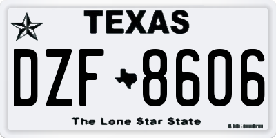 TX license plate DZF8606