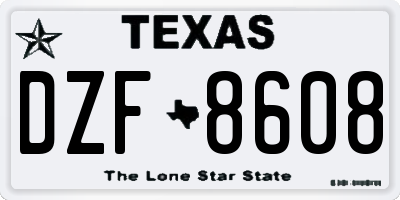 TX license plate DZF8608