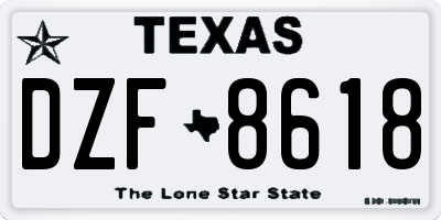 TX license plate DZF8618